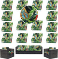 14Pcs Outdoor Cushion Covers, Patio Cushion Covers,Stretch Elastic Slipcovers, Replacement Washable & Reusable Furniture Protector for Patio Couch (Green and Lush,Cover Only)