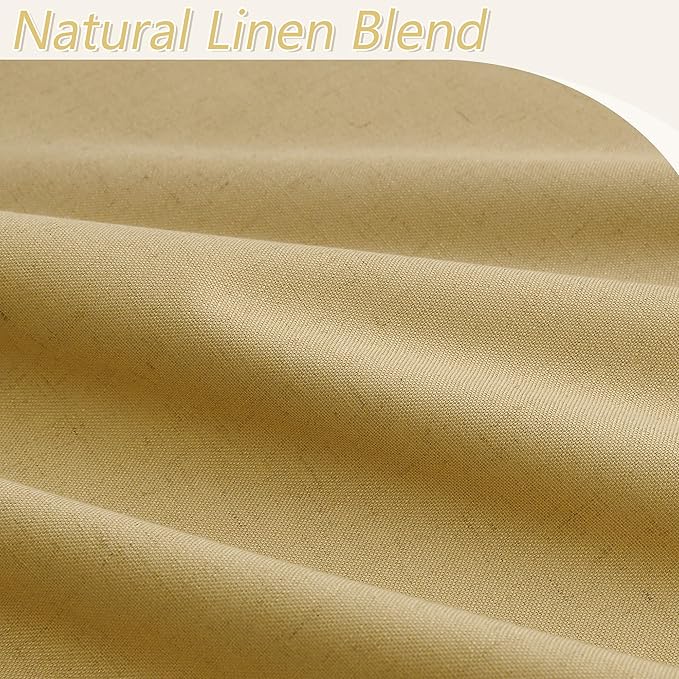 Guken 100% Blackout Curtains 120 Inch Length 2 Panels Set for Living Room Bedroom Back Tab Thermal Insulated Black Out Linen Drapes Room Darkening Window Curtains Gold Yellow 52x120