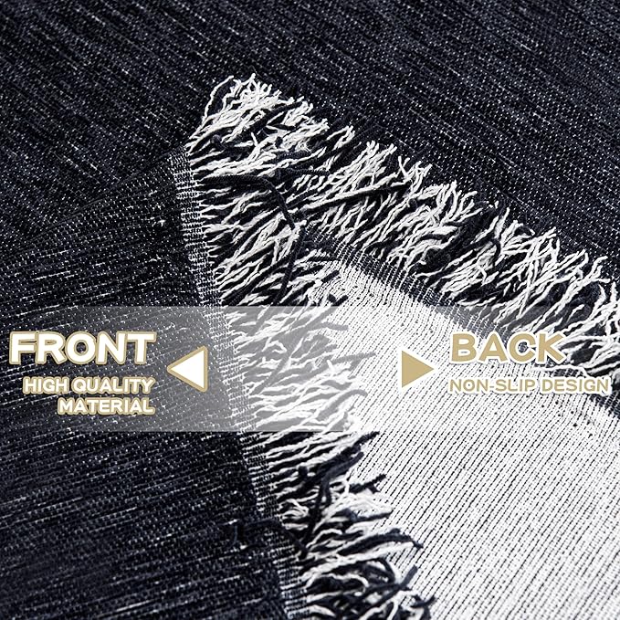 MYSKY HOME Couch Cover for Dogs Washable Couch Covers Couch Covers for Sofa Couch Cover 2 Cushion Sofa Non Slip Dogs Furniture Protector with Tassels Chenille Sofa Covers for Pet, 71"x102", Navy Blue