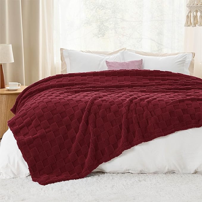 Bedsure GentleSoft Blankets Queen Size for Bed - Super Soft Cozy Mother's Day Blanket for Kids Girls, Large Fuzzy Fleece Throw for Bedroom Decor, Red, 90x90 Inches