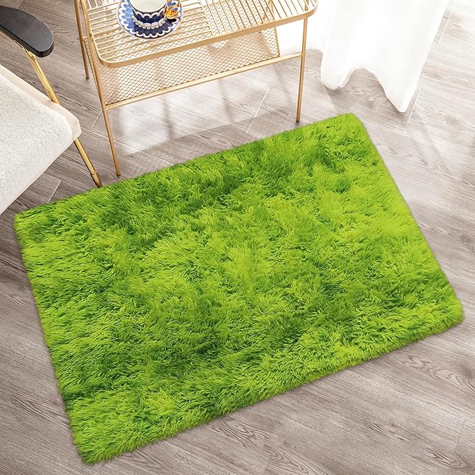 Small Tie-Dyed Area Rug for Bedroom 2x3 Mini Green Fluffy Rug Mat Bedside Throw Rug for Kids Room Boys Teens Nursery Baby Dorm Living Room Home Decor Aesthetic Carpets