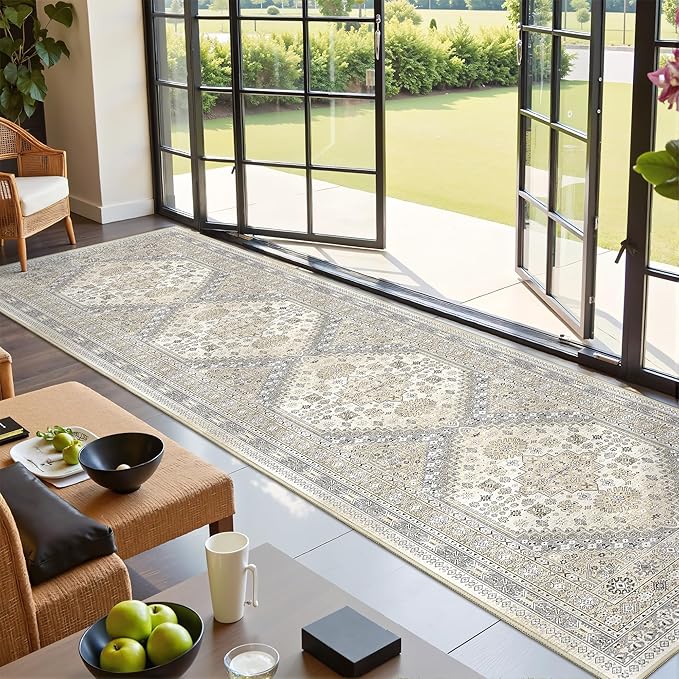 Kitchen Runner Rug Non Slip Washable 2.5x10, Soft Ultra-Thin Entryway Rug Runners for Hallways, Carpet Runner for Living Room,Kitchen, Laundry, Bathroom(Beige,2.5'x10')