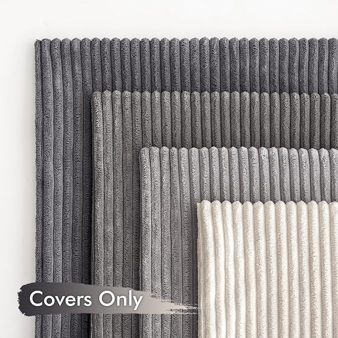 MIULEE Pack of 4 Neutral Grey Gradient Decorative Throw Pillow Covers 20x20 Inch Soft Boho Striped Corduroy Pillow Covers Modern Farmhouse Home Decor for Sofa Living Room Couch Bed
