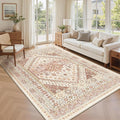 zesthome 5x7 Area Rugs - Ultra-Thin Washble Rug, Stain Resistant Anti Slip Backing Rugs for Living Room,Bedroom, Vintage Home Decor Area Rug