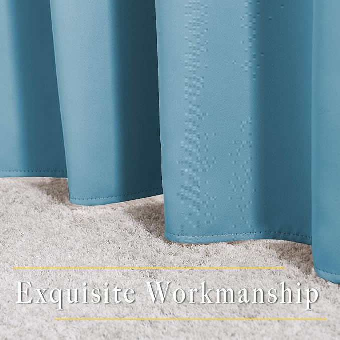 NICETOWN Bedroom Blackout Curtains and Drapes - Window Treatment Thermal Insulated Solid Grommet Blackout Draperies for Living Room (Set of 2 Panels, 52 by 95 Inch, Teal Blue)