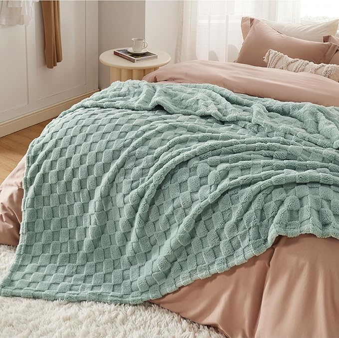 Bedsure GentleSoft Full Size Blankets for Bed - Super Soft Cozy Fleece Spring Blanket for Kids Girls, Large Fuzzy Throws for Bedroom Decor,Sage Green, 84x90 Inches