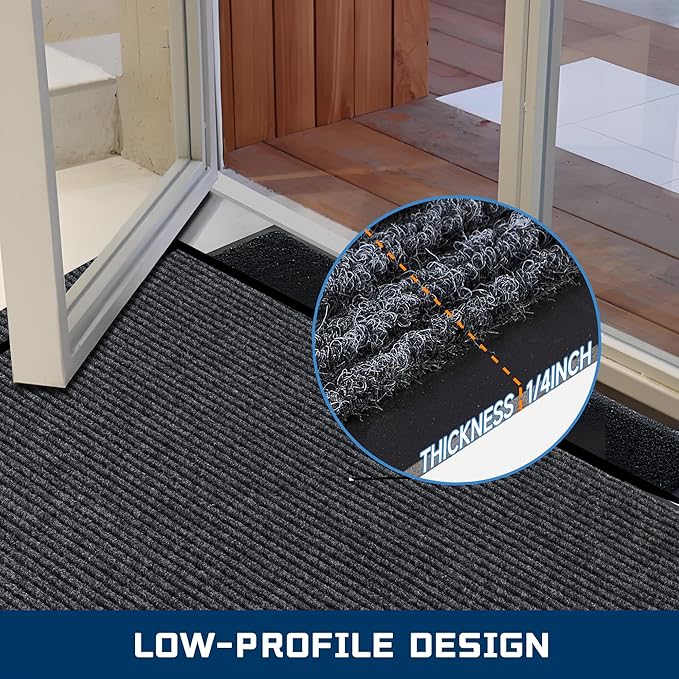 Extra Large Front Door Mat, 3 x 4 Feet Indoor Outdoor Entrance Mat, Heavy Duty Commercial Floor Mats, Non-Slip Rubber Backing Doormat for Entryway, Waterproof, Low-Profile, Easy to Clean