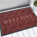 Yimobra Christmas Door Mat Outdoor Indoor 29.5x17, All-Weather Waterproof Front Door Mat Outside Entrance, Non-Slip Low Profile Porch Patio Welcome Doormat, Red
