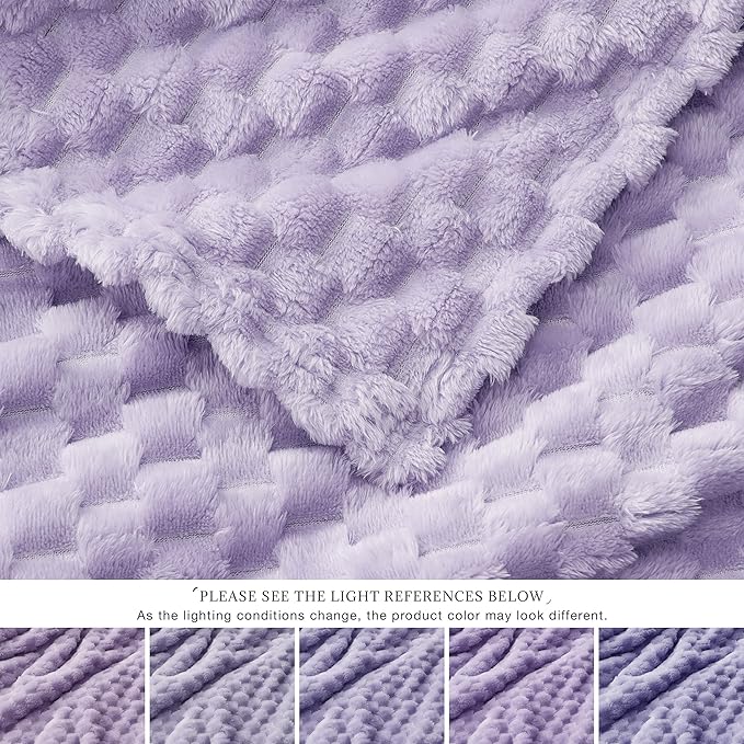 EXQ Home Fleece Throw Blanket for Couch or Bed - 3D Imitation Turtle Shell Jacquard Decorative Blankets - Cozy Soft Lightweight Fuzzy Flannel Blanket Suitable for All Seasons(50"×60",Light Purple)