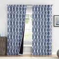 Beauoop 100% Blackout Curtains 96 Inches Long 2 Panels for Bedroom Living Room Blue Moroccan Geo Room Darkening Thermal Insulated Soundproof Rod Pocket Back Tab Window Treatments Drapes, 50x96
