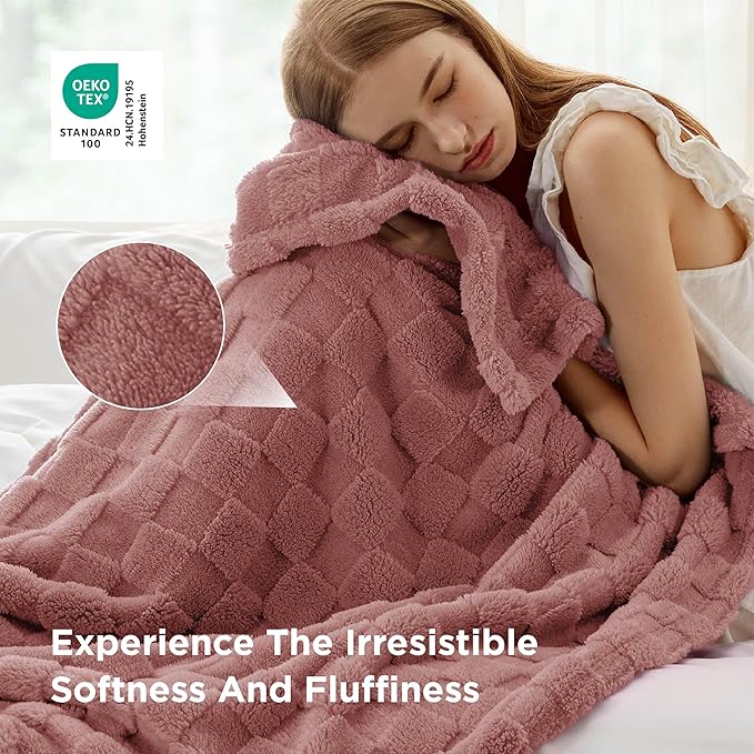Bedsure GentleSoft Blankets Queen Size for Bed - Super Soft Cozy Blanket for Women Kids Girls, Large Fuzzy Fleece Throw for Bedroom Decor, Dusty Pink, 90x90 Inches