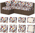 8Pcs Stretch Patio Cushion Covers, Outdoor Couch & Sofa Replacement Slipcovers for Patio Furniture Cushion Covers, Washable Reusable Furniture Protector