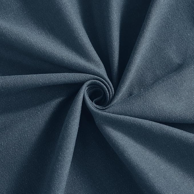 NICETOWN Navy Blue Linen Curtains for Kitchen, Thick Flax Small Window Treatments Semi Sheer Privacy Assured with Light Through for Cafe/Bathroom, W55 x L84, 2 Panels