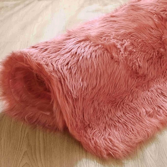 Goolela Pink Area Rug 9x12 Fluffy Fuzzy Furry Rug for Girls Bedroom Faux Sheepskin Fur Shaggy Soft Luxury Rectangle