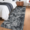 Tie-Dyed Dark Grey 2x6 Machine Washable Runner Rugs for Hallway Soft Fluffy Shaggy Bedside Rugs for Bedroom Living Room Indoor Floor Carpet for Kids Girls and Boys Nursery Rooms Home Decor Aesthetic