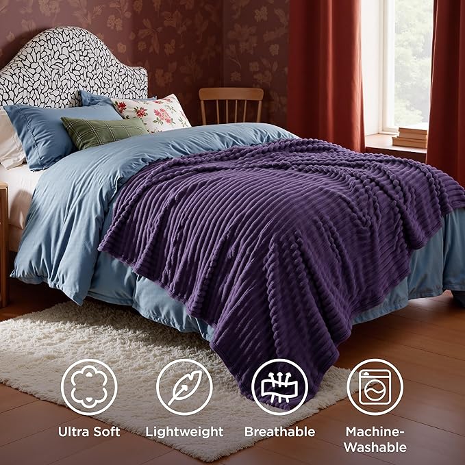 Bedsure GentleSoft Purple Fleece Blanket for Couch - Cozy Soft Blankets for Women, Cute Small Throws for Girls, 50x60 Inches