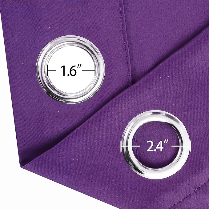 LEMOMO Purple Blackout Curtains/42 x 63 Inch/Set of Two Panels Grommet Bedroom Curtains