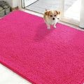 OLANLY Dog Door Mat for Muddy Paws 50x30, Absorbs Moisture and Dirt, Absorbent Non-Slip Washable Doormat, Quick Dry Chenille Mud Mat for Dogs, Entry Indoor Entryway Carpet for Inside Floor, Hot Pink