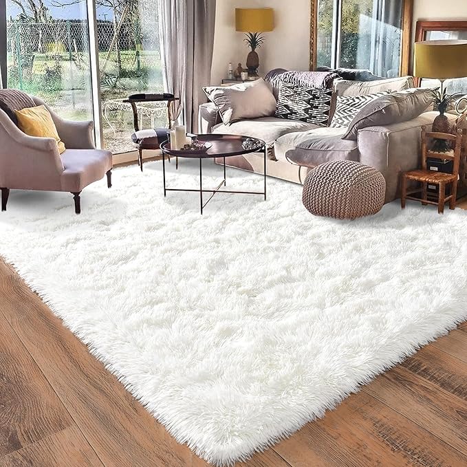 Rugs for Living Room 5x7, Soft Shaggy Modern Shag Area Rug for Bedroom, Upgrade Non-Slip Plush Fluffy Carpet for Kids Boys Girls Room Home Decor Aesthetic, Cream White