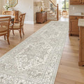 Madane 3x12 Hallway Runner Rug, Non Slip Washable 12ft Runner for Hallways Soft Vintage Kitchen Rugs Low-Pile Thin Floor Carpet Runner for Entryway Bathroom Bedroom, Beige/Brown