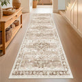 Hazo Haus Beige Washable 2'6"x8' Wide Hallway Runners, Kitchen Runner Rug, Non-Slip & Stain Resistant Long Floor Rug, Neutral Boho Floral Decor (2'6"x8' Beige/Latte)