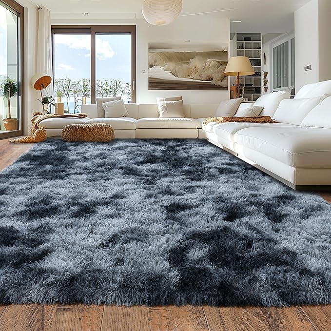 Rugs for Living Room 6x9, Soft Shaggy Modern Shag Area Rug for Bedroom, Upgrade Non-Slip Plush Fluffy Carpet for Kids Boys Girls Room Home Decor Aesthetic, Blue Grey
