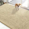 OLANLY Dog Door Mat for Muddy Paws 48x30, Absorbs Moisture and Dirt, Absorbent Non-Slip Washable Doormat, Quick Dry Chenille Mud Mat for Dogs, Entry Indoor Entryway Carpet for Inside Floor, Sand