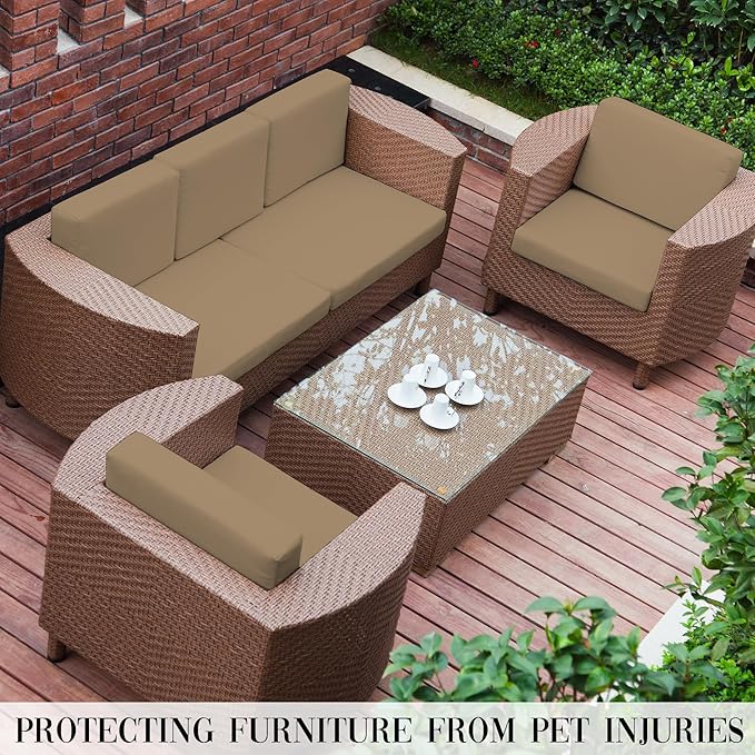 Outdoor Cushion Covers Set,8PCS Patio Furniture Couch Seat Slipcovers, Replacement for Sofa Sectional Chair(Cover，Only)