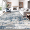 XLUEZ 10x14 Area Rugs for Living Room, Washable Modern Abstract Large Area Rug Neutral Soft Non Slip Kids Rug Stain Resistant Indoor Carpet for Bedroom Dining Room Playroom Office(BlueWhite, 10'x14')