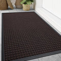 Smiry Front Door Mat Outside Entrance, Heavy Duty Natural Rubber Doormat, Non Slip, Trap Dirt and Moisture, Easy Clean, Low Profile Welcome Floor Mats for Indoor Outdoor Entry, 59x34 Inch, Brown