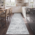 Kitchen Runner Rug Non Slip - 2.5 x 8 Runners for Hallways, Entryway, Bedroom, Washable Runner Rugs for Bathroom, Laundry Room, Low Pile Soft Vintage Area Rug(2.5'x8', Grey/Ivory)