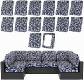 hyha 14Pcs Patio Cushion Covers, Stretch Outdoor Couch Cushion Covers Replacement, Washable Outdoor Chair/Sofa Slipcovers for Patio Furniture Cushions Protector with Elastic Bottom(Baroque,Cover Only)