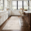 3x7 Washable Hallway Runner Rug: Abstract Stain Resistant Kitchen Rug Farmhouse Ultra Soft Bathroom Bedroom Entryway Printed Floor Mat Thin Non-Slip Carpet for Living Room Laudry(3x7,Beige/Cream)