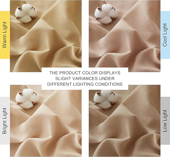NICETOWN Camel Linen Window Curtains 84 inches Long, Grommet Thick Flax Semi-Sheer Light Filtering Curtains & Drapes Privacy Assured with Light Filtering for Living Room, W55 x L84, 2 Pieces