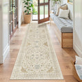 Madane Kitchen Runner Rug - 2x7 Runner Rugs with Rubber Backing Non Slip Vintage Washable Rug Runner Ultra-Thin Throw Carpet Runners for Hallways Bedroom Laundry Room (2'x7', Beige/Blue)