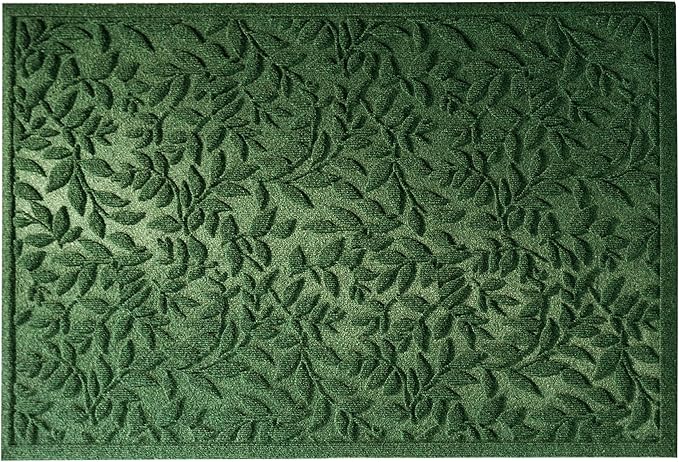 Green Leaves Outdoor Indoor Entrance Door mat, Absorbent Durable Heavy Duty Welcome Front Door Mat,Thick Natural Rubber Back,Easy Clean Entryway Mat 47x32 Inch, Low Profile