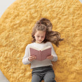 OLANLY Mustard Yellow Round Rugs for Bedroom - Machine Washable, 5 ft Circle Area Rugs for Living Room, Soft and Fluffy Shaggy Carpet for Teen Girl and Boys, Nursery Rooms, Dorms, Home Decor Aesthetic