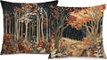 Rustic William Morris Inspired Autumn Forest Decor Throw Pillow Covers 18x18 Set of 2,Vintage Botanical Nature Decorative Throw Pillow Covers for Home Bedroom Living Room