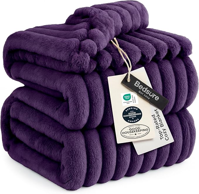 Bedsure GentleSoft Purple Fleece Blanket for Couch - Cozy Soft Blankets for Women, Cute Small Throws for Girls, 90x90 Inches