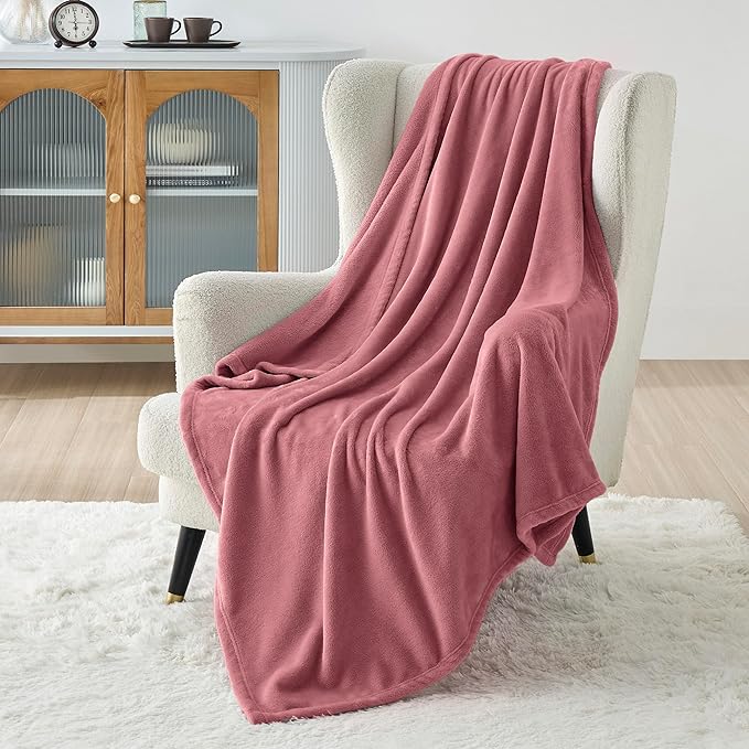 Bedsure GentleSoft Fleece Throw Blanket for Couch Dusty Rose - Lightweight Plush Fuzzy Cozy Soft Blankets and Throws for Sofa, 50x60 inches
