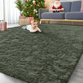 OLANLY 9x12 Machine Washable Large Area Rugs for Living Room, Bedroom, Soft Fluffy Shaggy Bedside Rug, Indoor Floor Carpet for Kids Girls and Boys, Dorms, Nursery, Home Decor Aesthetic, Olive Green