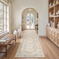 Madane Hallway Runner Rug 2x12, Extra Long Washable Runner Rugs with Rubber Backing, Non Slip Carpet Runner for Hallway, Vintage Rug Runners for Kitchen Laundry Room Entryway (Pink/Gray, 2'x12')