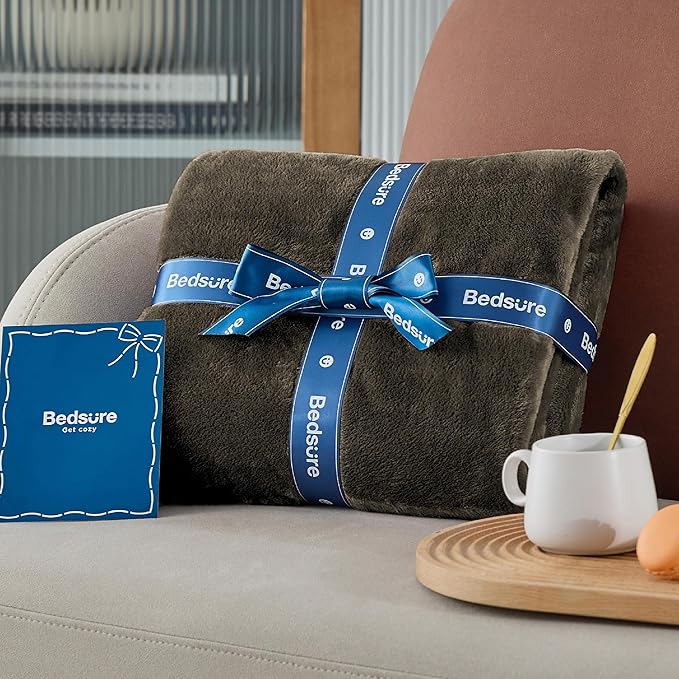 Bedsure GentleSoft Fleece Blankets Queen Size Brown - Bed Blanket Soft Lightweight Plush Fuzzy Cozy Luxury Microfiber, 90x90 inches