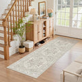 Madane Washable Runner Rug - 2x6 Rug Runners for Hallways 6 Foot Non Slip Vintage Kitchen Runner Rug Ultra-Thin Bathroom Runner Rugs Carpet Laundry Room Bedroom (2x6ft, Beige/Brown)