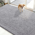 OLANLY Dog Door Mat for Muddy Paws 50x30, Absorbs Moisture and Dirt, Absorbent Non-Slip Washable Doormat, Quick Dry Chenille Mud Mat, Entry Indoor Entryway Carpet for Inside Floor, Light Grey