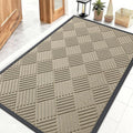 OLANLY Front Door Mat Outside Entrance 47x32, Absorbent, Heavy Duty Sturdy Natural Rubber Doormat Indoor Outdoor, Stain and Fade Resistant, Non-Slip Low Profile Floor Mat for Entryway, Beige Diamond