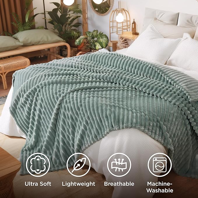 Bedsure GentleSoft King Size Blanket for Bed - Cozy Soft Blankets for Women, Cute Large Fleece Throws for Girls, Sage Green, 108x90 Inches