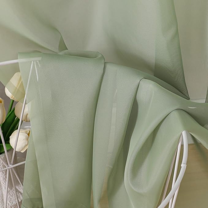 OVZME 2 Panels Sheer Sage Green Curtains 72 Inches Length Window Treatment for Kitchen, Elegant Airy Transparent Curtain Draperies Rod Pocket for Kids Living Room, Each 42 Width 72 Length