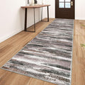 Lansny Modern Abstract Runner Rug 3x10, Dark Light Brown White Washable Kitchen Runner Non-Slip Soft Hallway Rug Runner Thin Print Faux Wool Carpet for Entryway Bedroom Laundry Room Indoor