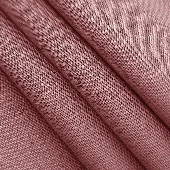 Canyon Rose Linen Curtains 84 Inch Length 2 Panels Set for Living Room Rod Pocket Back Tab Light Filtering Window Drapes for Bedroom Dining Room Protect Privacy Country Farmhouse Decor 52x84